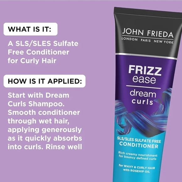 JOHN FRIEDA FRIZZ ease dream curls SLS/SLES SULFATE FREE CONDITIONER NEW - Picture 2 of 3